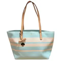 ケイトスペード　バッグ　水色　ストライプ