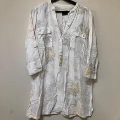 S124　ZARA BASIC　ザラベーシック　チュニックシャツ　ホワイト　Mのサムネイル