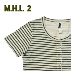 M.H.L. 半袖Tシャツ　バンドカラー　M