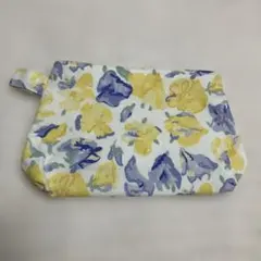 ローラアシュレイ ポーチ　黄色と青の花柄