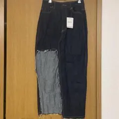 GRL ダークブルー デニムスカート 切り替えデザイン