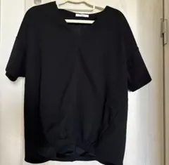 samansa mos2 blue 黒 Vネック 半袖Tシャツ