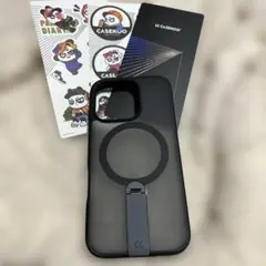 iPhone16Proケース 360度回転スタンド MagSafeクリアブラック