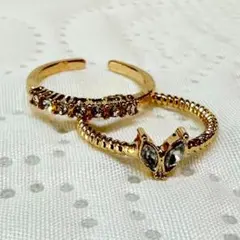 指輪　レディース　GOLD　フリーサイズ２こセット　おしゃれ　かわいい　キラキラ