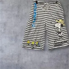 【ピーナッツ】ルームウェア 短パン ハーフパンツ ボーダー　ネイビー×白Mのサムネイル