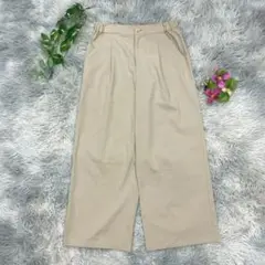 【CROCODILE】ベージュ ワイドパンツ (40) スラックス ウェストゴム
