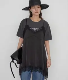 loungedress ラウンジドレス レースキャミ ブラックのサムネイル