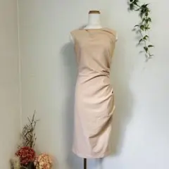 【MIUSOL】訳あり ドレープワンピース ベージュ S ストレッチ