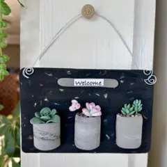ハンドメイド多肉植物ウェルカムボード