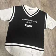 Anapgirl Vネック Tシャツ ブラック ホワイト