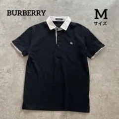 美品✨バーバリーブラックレーベル ポロシャツ 黒 2 Mサイズ ホースロゴ刺繍のサムネイル