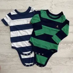 GAP ストライプ　ロンパース　2枚　セット半袖　薄手　春服　長袖　60 70