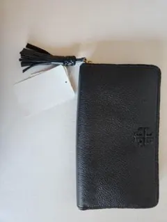 未使用　TORY BURCH 黒 レザー 長財布 タッセル付き