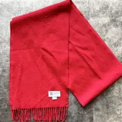 【美品】ジョンストンズオブエルガン カシミヤ100% マフラー フリンジ レッドのサムネイル