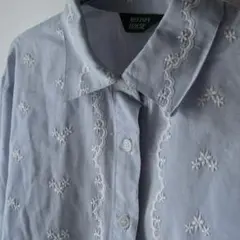 USED 古着 お花 レース 刺繍 コットン シャツ ブラウス