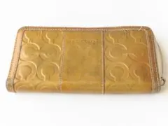 COACH コーチ エンボスドシグネチャー ラウンドファスナー 長財布 ゴールド
