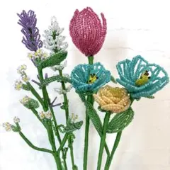 【一点物】カラフルビーズフラワーの花束