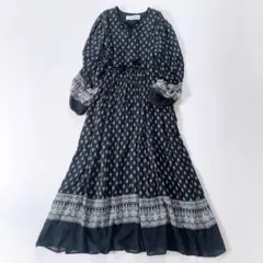 極美品ꕥサラマリカ ハンキーエスニックプリントドレス フレア タッセル 総柄