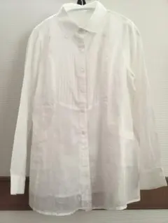 ホワイト　シャツ　オーバーブラウス　ジャケット　ポケット