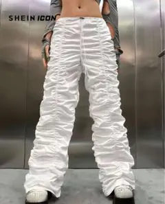 SHEIN ICON ホワイト ルーズフィットパンツ