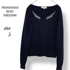 プロポーションボディドレッシング ハートネック ビジュー ニット 3 ブラック