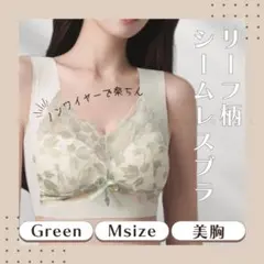着痩せ シームレス ノンワイヤー ナイトブラ 育乳 美乳 緑 【Lサイズ相当】