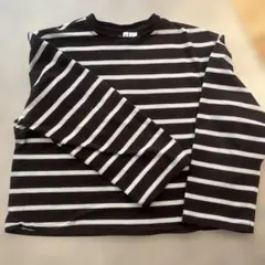 H&M 長袖 ボーダー カットソー ブラウン M コットン