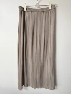 【美品】ユニクロシフォンプリーツナロースカート　ブラウン　M