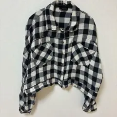 クロップドシャツ チェック フランネルシャツ ネルシャツ ショート丈