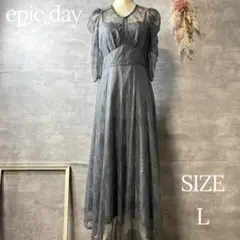 epic day ギャザースリーブレースロングワンピース　ドレス　大きいサイズのサムネイル
