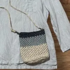 ★最終SALE★ネイビー×ライトブルー×オフホワイト　サコッシュスマホショルダー