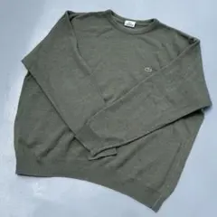 Lacoste wool knit モスグリーン　胸ロゴ