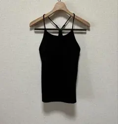 【未使用】 ユニクロ クレープジャージーブラキャミソール ブラック Lサイズ