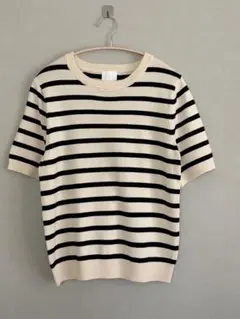 H&M ボーダー柄 半袖ニット クルーネック　エイチアンドエムのサムネイル