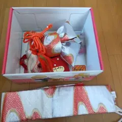 七五三　結び帯セット 赤銀　飾り紐、帯揚げ、付属品