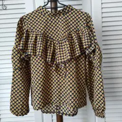 フリル付き長袖ブラウス イエロー