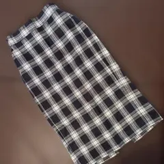 GU ネイビーチェック タイトスカート　M 裏ゴム