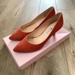 パンプス　ダイアナ　DIANA オレンジ　ヒール　スエード