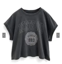 ドルマンスリーブロゴプリントトップ