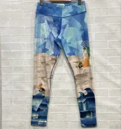リーボック　レギンス　ヨガ　フィットネス　総柄　M 海　個性的