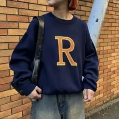 【Mサイズ】CIAOPANIC TYPY アルファベットニットプルオーバー 紺