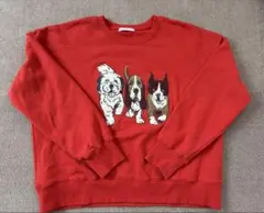 CPCM アソート裏起毛サガラ刺繍スウェット　犬　赤　スウェットのサムネイル