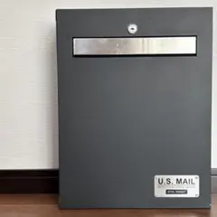U.S.MAIL 郵便受け ポスト 鍵付き 壁掛け 中型 ブラック スチール製