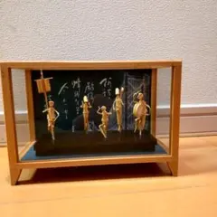 阿波踊り竹人形十五人立ちガラスケース入り 阿波踊り竹人形の里 時代屋