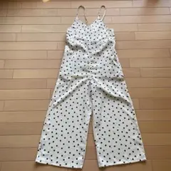 GU GIRLS サロペットパンツ　水玉　150 アイボリー　モノトーン