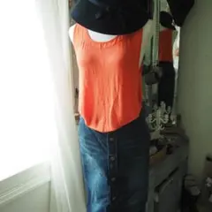 H&Mノースリーブシースルータンクシャツ/レッド赤クロブラックキャミ半袖