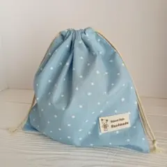 コップ袋・巾着袋小◆水色ドット ハンドメイド