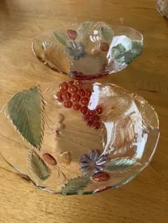 ガラス皿 5枚セット 果物と葉のデザイン