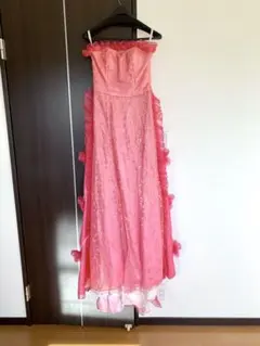 カラードレス　ピンク　パニエ付き　結婚式　ロング