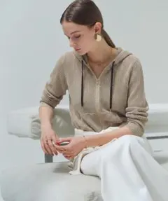 BEIGE, OPTICAL ペーパーヤーン　フーディー　ジップニットのサムネイル